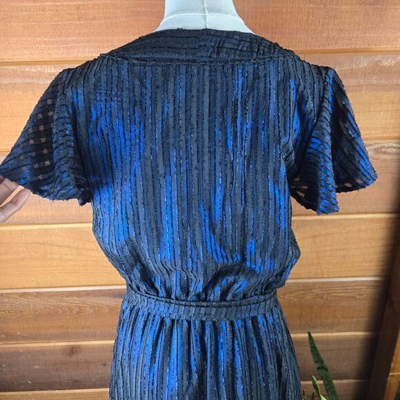 ModCloth Fairy Gunge Whimsigoth Witchy Sheer Metallic Pleated Wrap Maxi Dress M - Picture 6 of 11